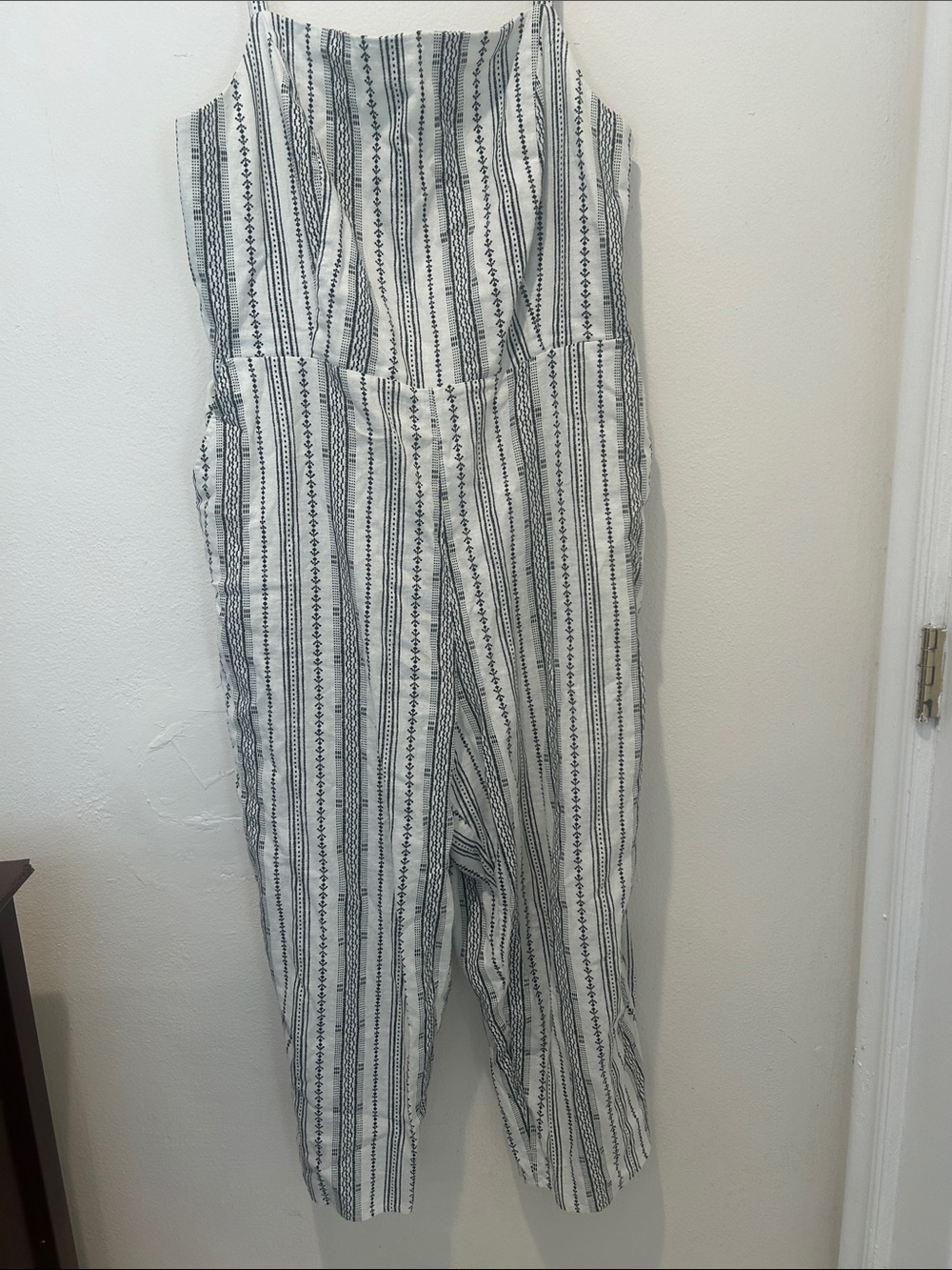 Striped Sleeveless Jumpsuit in White and Black OLD NAVY